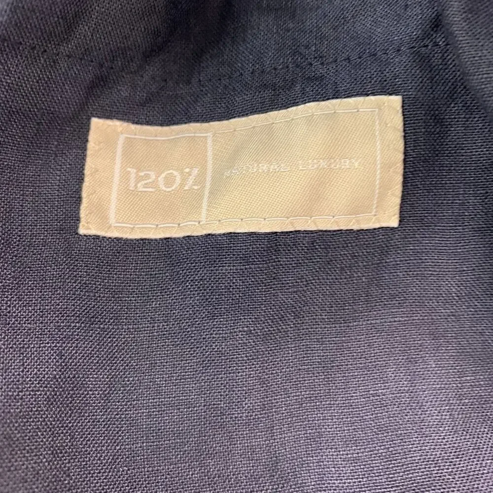 120% LINO Size 46 Navy Linen Notch Lapel Sport Coat - Picture 6 of 10